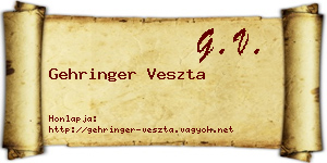 Gehringer Veszta névjegykártya